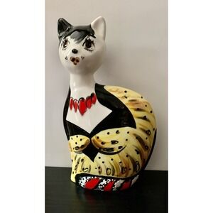 Hand Painted Turov Art Pottery Cat Signed 12" Tall EUC